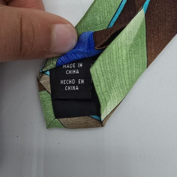 Mens Necktie Arrow Black Green Multicolored Striped NeckTie 57 X 4 silk Vintage - Picture 6 of 6